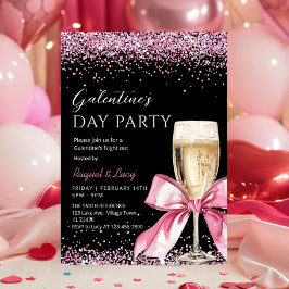 Invitación Galentine's Day Party Champagne Pink Coquette