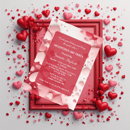 Invitación Galentine's Day Party Pastel Coral Hearts Modern 