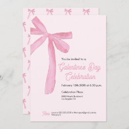 Invitación Galentine's day Pink Ribbon Bow Girly modern