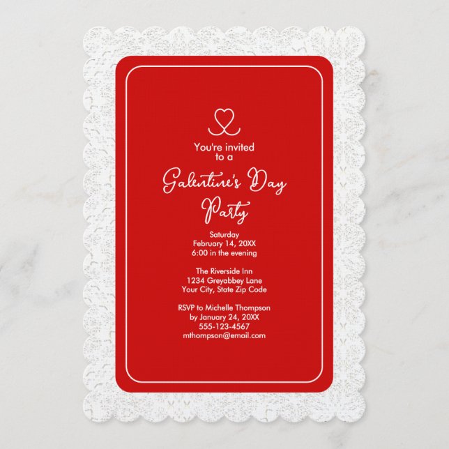 Invitación Galentine's Day Red Party (Anverso)