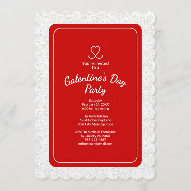 Invitación Galentine's Day Red Party Invitation Invitation (Anverso)