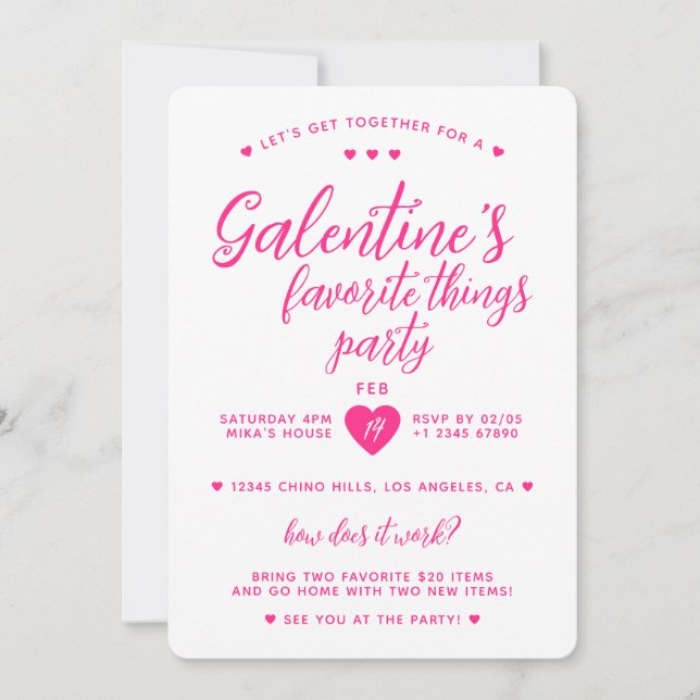 Invitación Galentine's Favorite Things Party (Anverso)