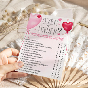 Invitación Galentine's Over o Under Bridal Shower Games