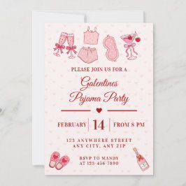 Invitación Galentines Pajama Party Girls Valentines