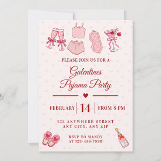 Invitación Galentines Pajama Party Girls Valentines