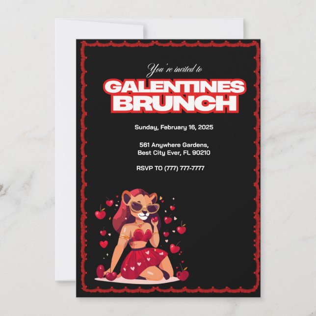 Invitación Galentines Personalizable Brunch (Anverso)