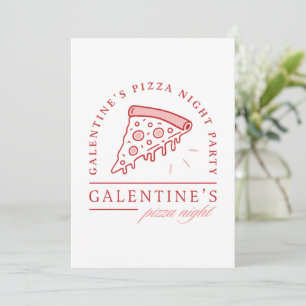 Invitación Galentines pizza fiesta chicas valentinas estética