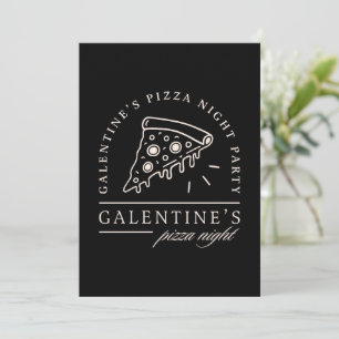 Invitación Galentines pizza noche bestias fiesta negro