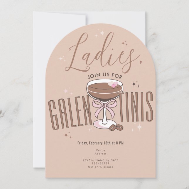 Invitación Galentini Martini Mocha Mousse Galentine Day Party (Anverso)