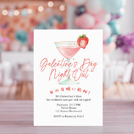 Invitación Galentin's Day Girls Night Out Pink Cocktail Party