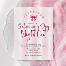 Galentin's Day Night Out Coquette Pink Stripe Cute