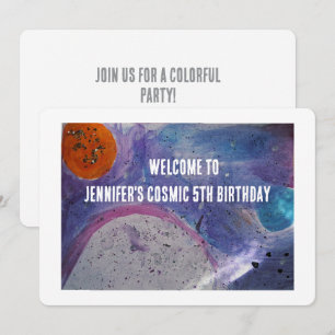 Invitación Galería Cósmica Colorida Cumpleaños 5 Años