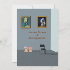 Invitación Galería de arte Van Gogh Vermeer Teddy Bears Boda