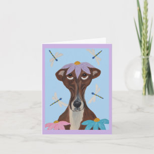 Invitación Galgo con una Flor en la cabeza y Libélulas