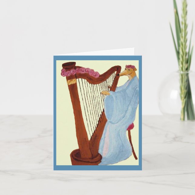 Invitación Galgo tocando un arpa (Anverso)