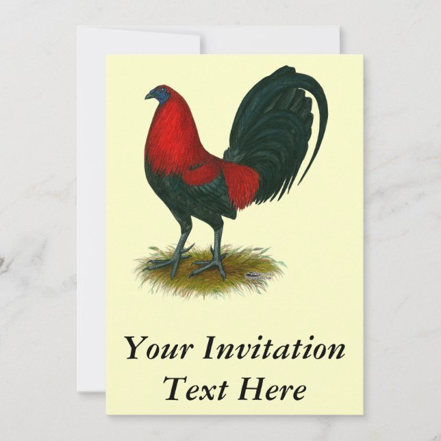 Invitación Gallero Americano:  Pardo Rojo (Anverso)
