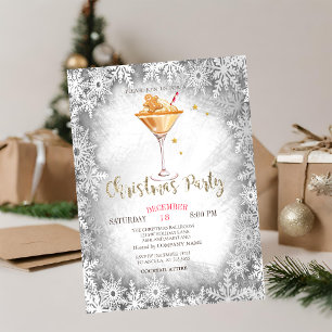 Invitación Galleta de jengibre, Bebida, Copos de nieve gris N
