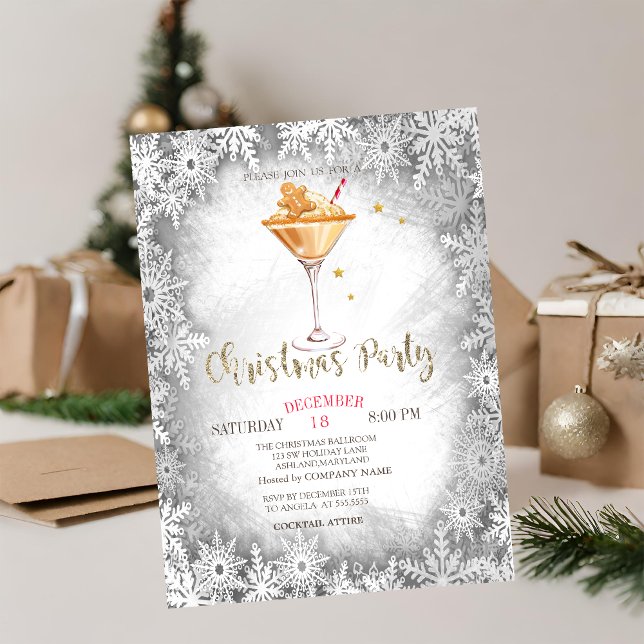 Invitación Galleta de jengibre, Bebida, Copos de nieve gris N (Subido por el creador)