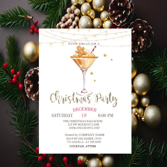 Invitación Galleta de jengibre,Cóctel,Luces doradas de Navida (Subido por el creador)