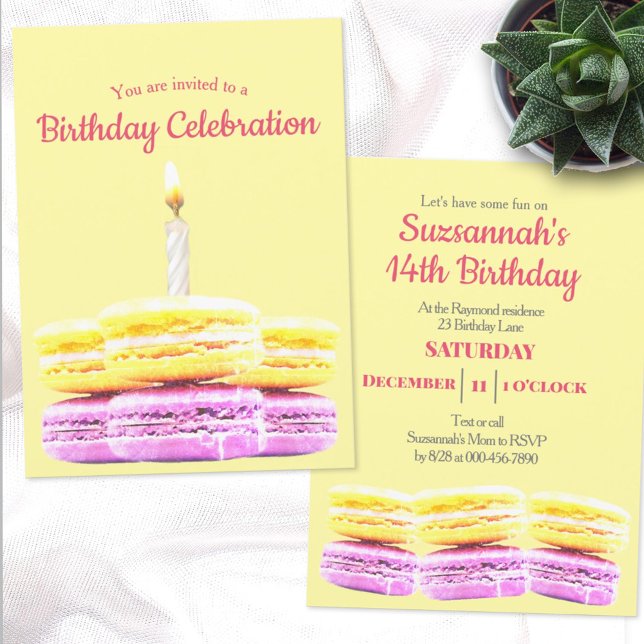 Invitación Galleta de Macarón de Cumpleaños Personalizada (Subido por el creador)