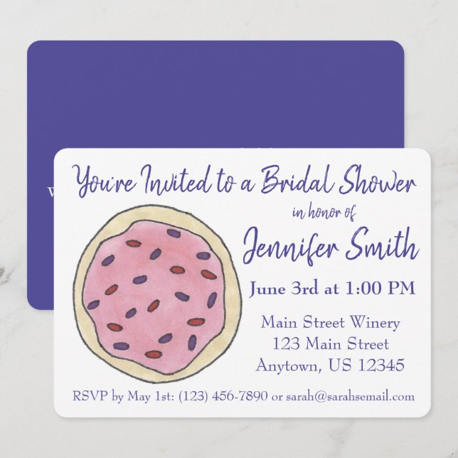 Invitación Galleta rosa morada de azúcar dulce dulce bebé duc (Anverso / Reverso)