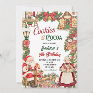 Invitación Galletas con Tema de Santa y Cumpleaños de Navidad