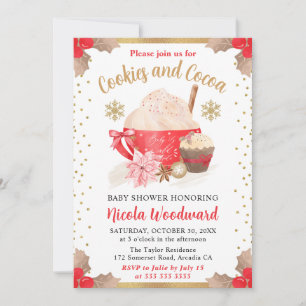 Invitación Galletas de Acuarela de Invierno y Bebé de Cocoa S