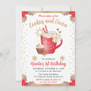 Invitación Galletas de Acuarela de Invierno y Cumpleaños de C