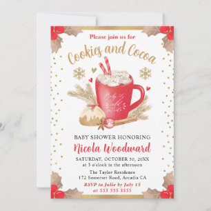 Invitación Galletas de Acuarela de Invierno y Shower de Bebé
