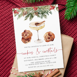 Invitación Galletas de Acuarela y Cócteles Fiesta Navideña