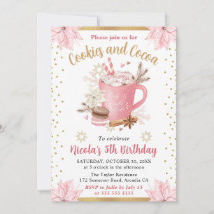 Invitación Galletas de agua color rosa y cumpleaños de cacao 