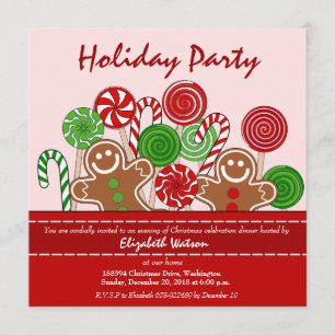 Invitación Galletas de galleta de Navidades rojos
