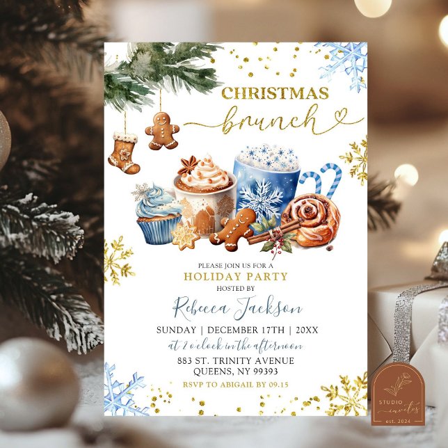 Invitación Galletas de Hot Cocoa Azules Brunch de Navidad (Subido por el creador)