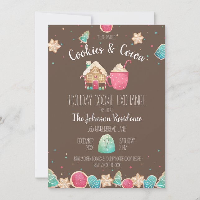 Invitación Galletas de intercambio de galletas y chocolate de (Anverso)