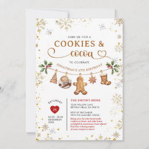 Invitación Galletas de invierno y cumpleaños de cocoa copos d