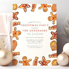 Invitación Galletas de jengibre con acuarela Fiesta de Navida