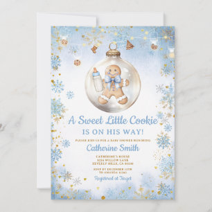 Invitación Galletas de jengibre con lazo azul para Baby Showe