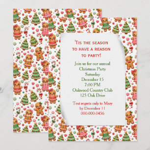 Invitación Galletas de jengibre de Navidad y bastones de cara