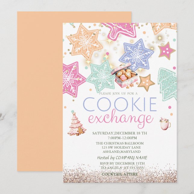 Invitación Galletas de jengibre en forma de estrellas de árbo (Anverso / Reverso)