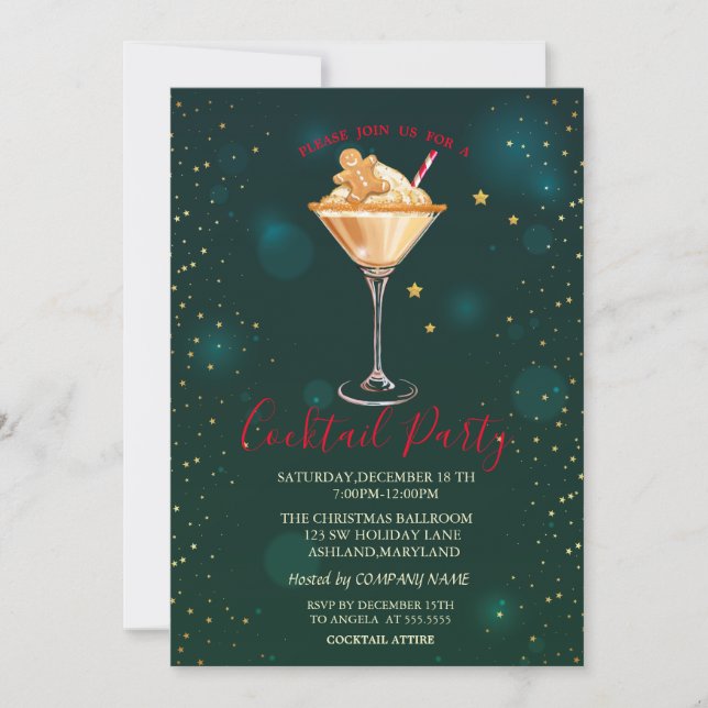 Invitación Galletas de jengibre en forma de estrellas de cóct (Anverso)