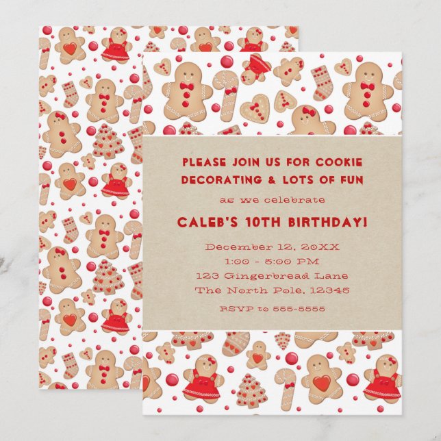 Invitación Galletas de Jengibre Horneadas Rústicas Caprichosa (Anverso / Reverso)
