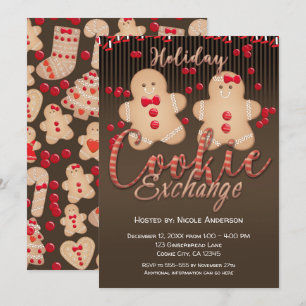 Invitación Galletas de Jengibre Intercambio de Galletas de Fi