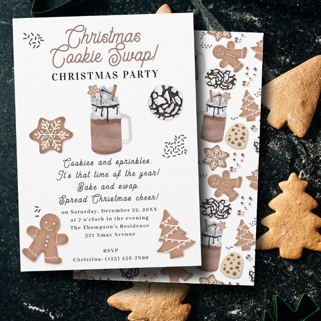 Invitación Galletas de Navidad Horneado Navideño Intercambio  (Christmas Cookies Holiday Baking Cookie Swap Invitation)