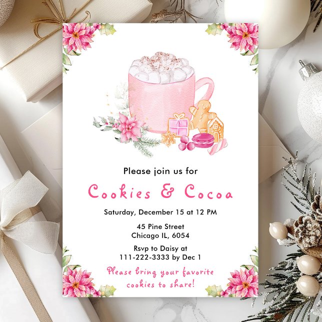 Invitación Galletas de Navidad y cacao rosa (Subido por el creador)