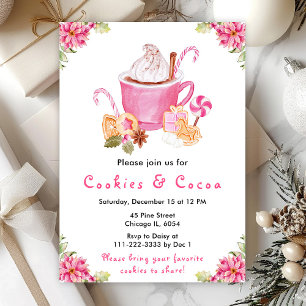 Invitación Galletas de Navidad y cacao rosa