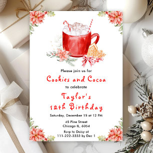 Invitación Galletas de Navidad y Cumpleaños de Cocoa Rojo
