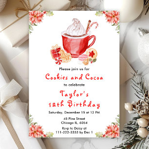 Invitación Galletas de Navidad y Cumpleaños de Cocoa Rojo