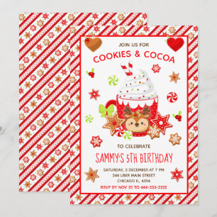 Invitación Galletas de Navidad y Cumpleaños Rojo de Cacao