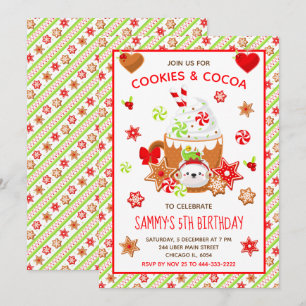 Invitación Galletas de Navidad y Cumpleaños Verde de Cacao