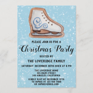 Invitación Galletas de patinaje sobre hielo Fiesta de Navidad